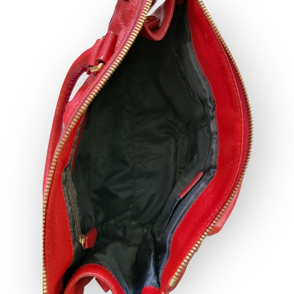 Burberry Red Pebbled Leather Satchel Handbag - Picture 7 of 14